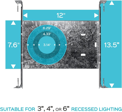 (CASE OF 10) New Construction ADJUSTABLE Mounting Plate 3"-4"-6" (FOR USE WITH ROUND/SQUARE CANLESS DOWNLIGHT)