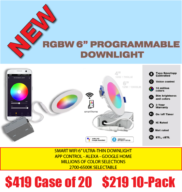 6 in. Smart App/WiFi Slim LED Downlight 900 Lumens Multicolor Dimmable CCT 2700-6500K Google Home/Alexa