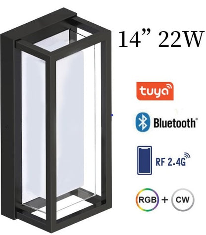 14" 22W RGBCW WALL SCONCE (BLACK) FULLY PROGRAMMABLE BY APP, WIFI/BLUETOOTH